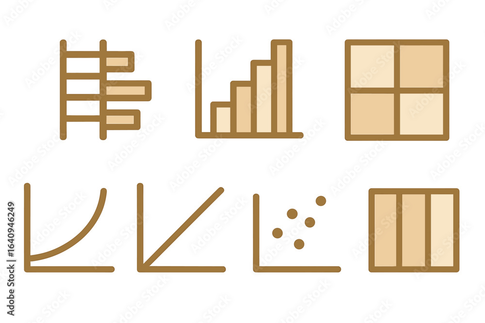 Poster graphs and charts illustrating data analysis tools for effective presentations and reporting