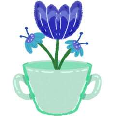 Beautiful Blue Flower Illustration in Soft Hand-Drawn Watercolor Style