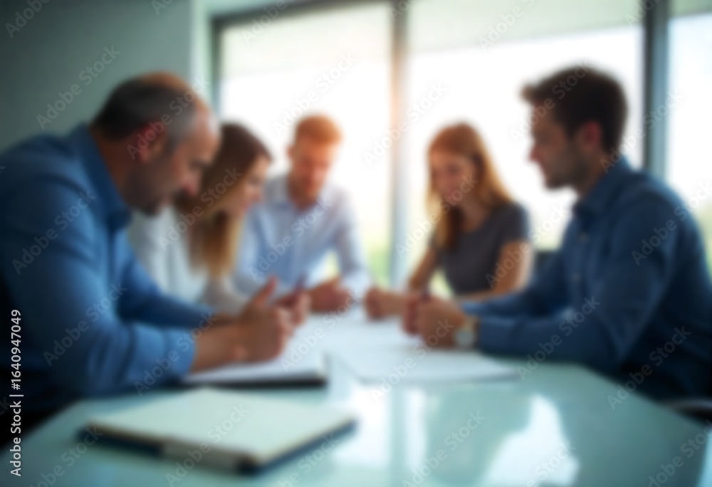 Poster generative ai: collaborative business meeting in a bright office setting planning session