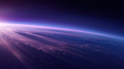 Fototapeta premium Spectacular View of Earth from Space: Aurora Borealis, City Lights and Atmospheric Glow