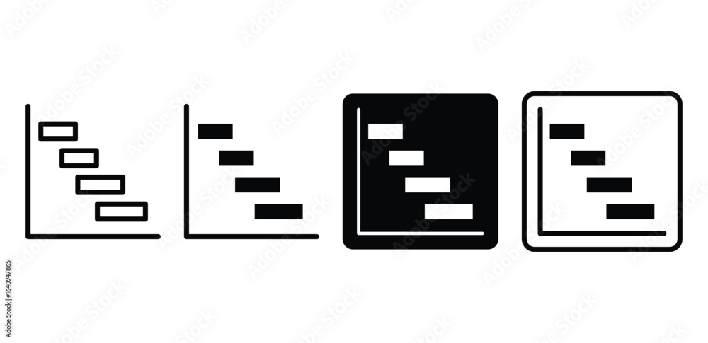 Poster gantt chart icons black and white project management visualizations vector design