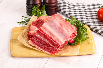Raw beef rib for cooking