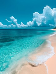 ocean background, water is turquoise and clear, there is prestine white sand at the bottom