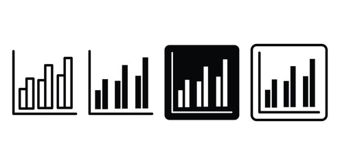 Grouped Bar Chart Icons Black and White Minimalist Data Visualizations Vector Design Simple Line Illustration