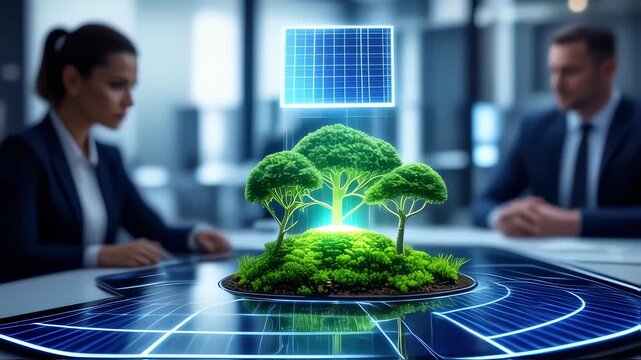 Innovative Green Energy Solutions: A Business Meeting Focused on Sustainable Future Concepts