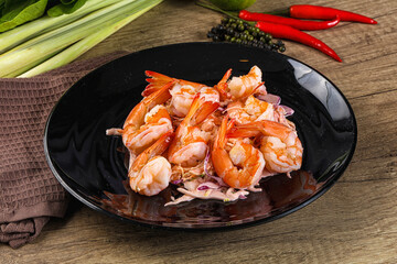 Shrimp cocktail with salad and sauce