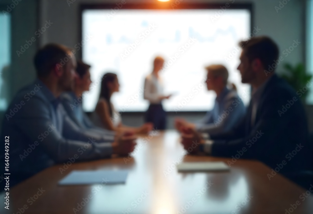 Aufkleber generative ai image: business team in meeting room, presentation with statistics analysis