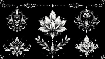Vector Diamond Rounded Border Design: Rectangle Oval Frames on Black Background, Isolated Element for Brochures, Flyers, and Print Materials.