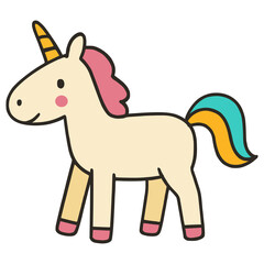 kid hand drawn unicorn flat color vector illustration template design