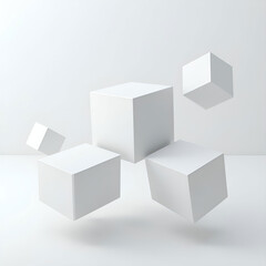 Floating blockchain cubes minimalist white