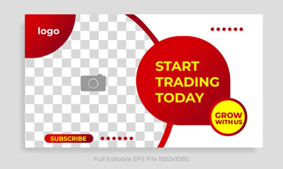 Online Business Success Secrets eye-catching bold and colorful Editable YouTube thumbnail design template with strong understanding and creative style
START TRADING TODAY