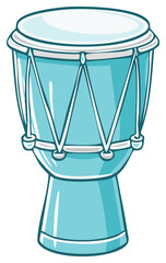 Illustration of a blue cartoon djembe drum, isolated on white