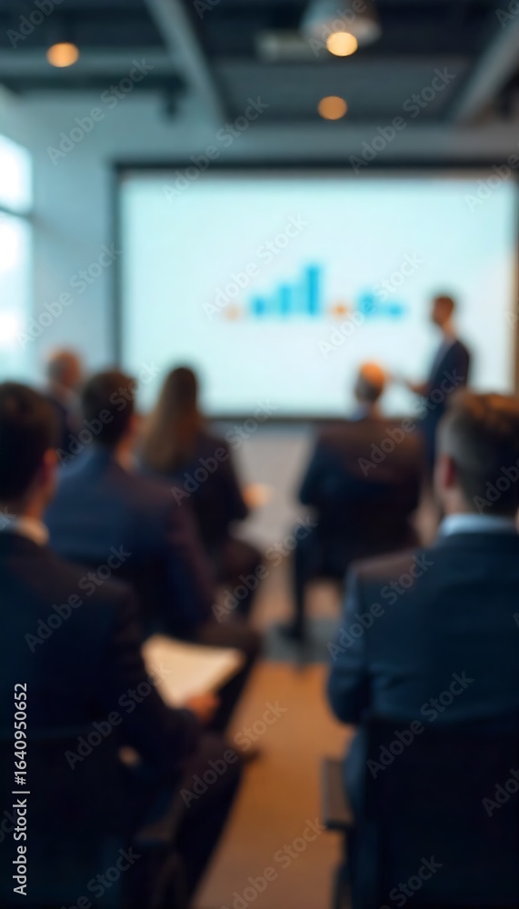 Poster generative ai image of a business presentation showcasing analytics data and audience engagement,