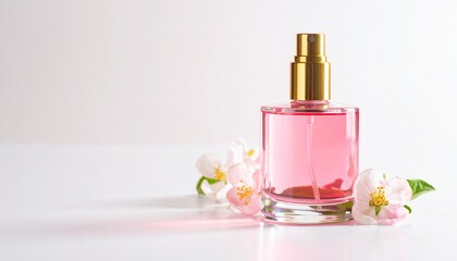 Round perfume bottle with gold sprayer