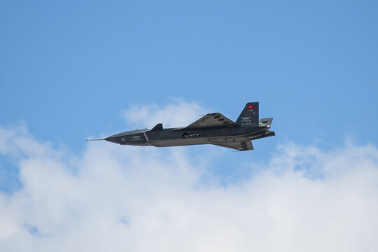 Bayraktar Kizil Elma (English: red apple) at Teknofest at Ataturk Airport on 28.04.2023. Unmanned fighter jet.