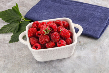 Ripe sweet and juicy organic raspberry