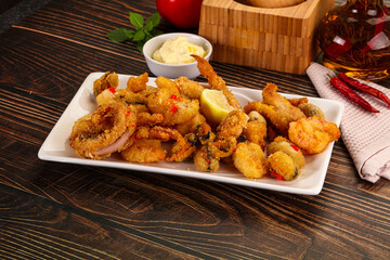 Fritto misto - deep fried seafood mix
