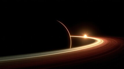 Planetary ring system, sun, dark space
