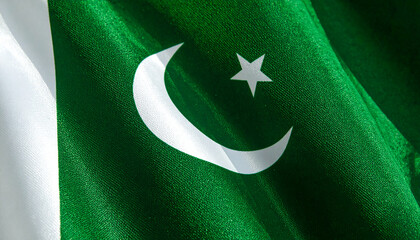 Close up of Pakistan flag fabric texture