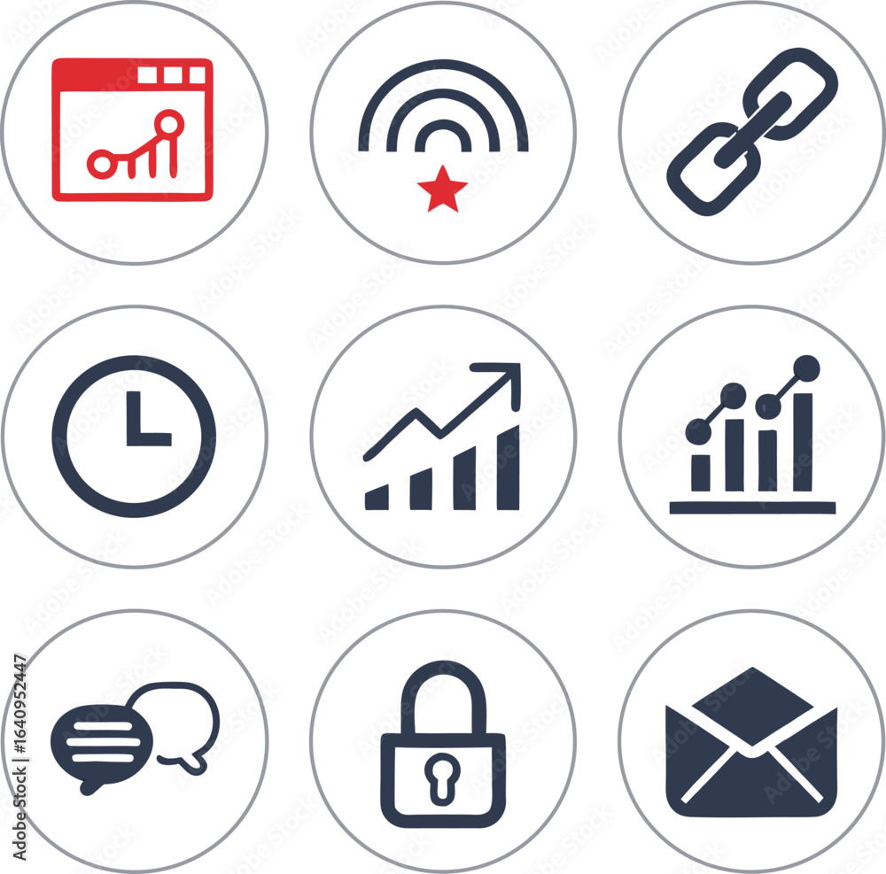 Poster internet and website elements icon set modern vector graphics
