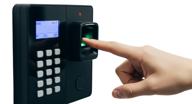 Biometric lock being scanned by a finger