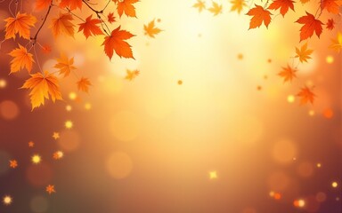 Fall season horizontal background with bright abstract autumn leaves. Autumn modern art minimalist style design template for sales, horizontal poster, header, cover, social media, fashion ads, decor.