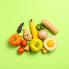 fresh vegetables on a white background