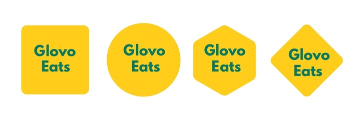 Set of Glovo eats logo, glovo eats icons set, tags set of glovo eats, delivery set icons, eats online delivery set, 