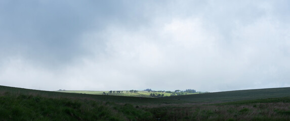 beautiful landscape of dartmoor hills in englands county devon