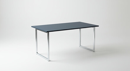 Modern Dark Grey Desk with Sleek Chrome Legs.