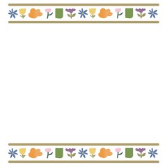 Fototapeta premium Colorful Flower Border Top and Bottom