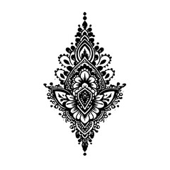 Obraz premium Detailed floral mandala design in black and white with intricate patterns and symmetrical arrangement of shapes