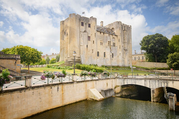 chateau de Niort sur les bords de la Sèvre Niortaise en été, en région  Nouvelle-Aquitaine, département des Deux-Sèvres