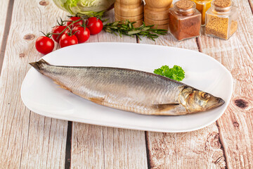 Raw whole salted herring fish