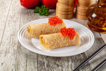 Gourmet Panccakes with red caviar