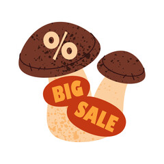 Food autumn sale promo tag. Vector advertising.
