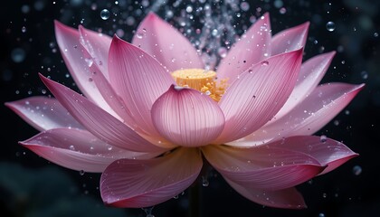 Pink Lotus Flower Water Drops Macro - Macro Photography