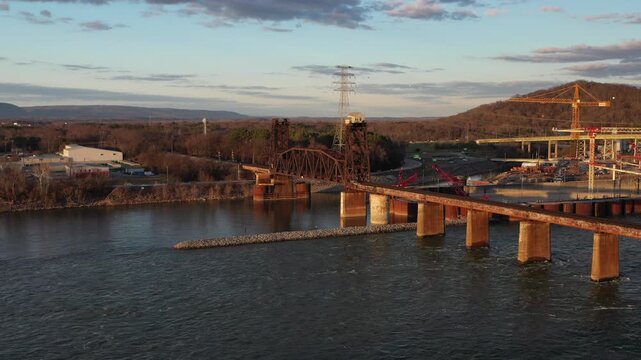 Stunning 4K drone footage of Chickamauga Dam, showcasing its structure, the Tennessee River, and scenic beauty. Perfect for infrastructure, travel, or history projects.