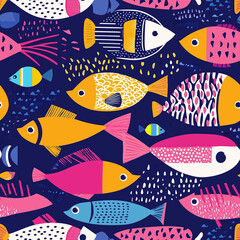 Seamless pattern with fish