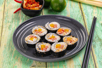 Koream homemade roll Kimbap with nori seaweed