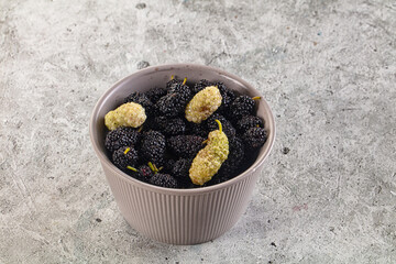 Ripe sweet juicy black and white mullberry