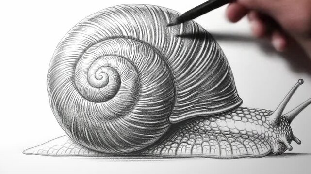 Snail shell detailed drawing