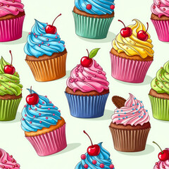 delightful colorful cupcakes seamless pattern for sweet treats designs