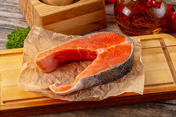 Fresh raw salmon fillet piece