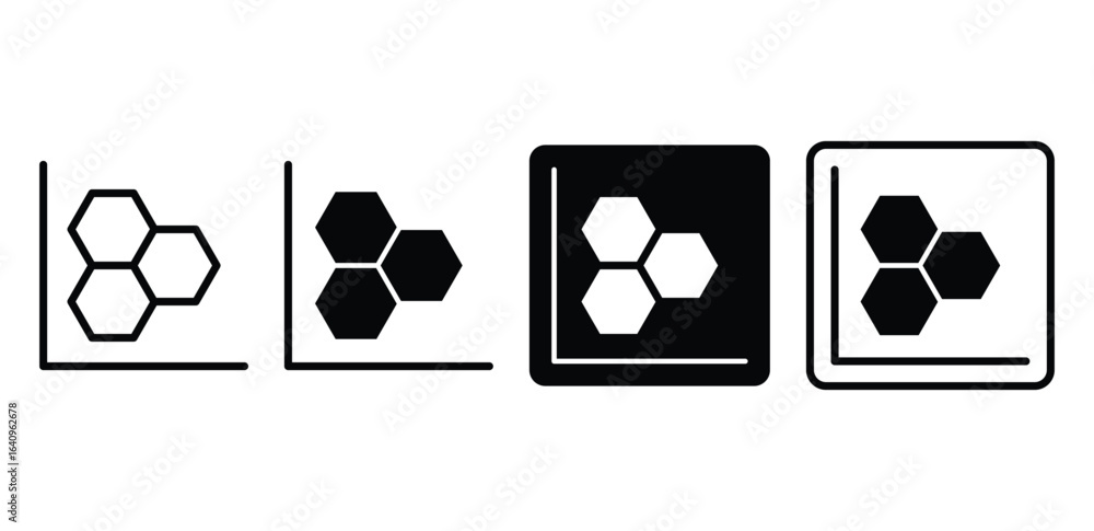 Poster black and white hexagon geometric pattern icons vector design flat simple line illustrations
