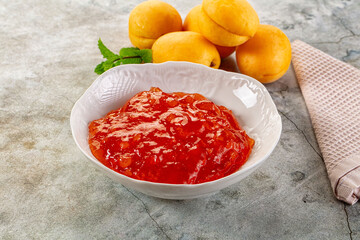 Sweet homemade juicy apricot jam
