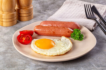 Breakfast with egg and sausages
