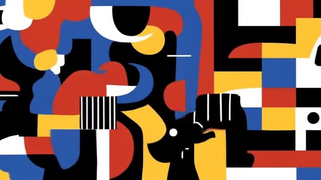 Abstract Geometric Artwork with Bold Color Blocks and Modern Shapes