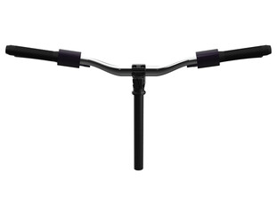 Modern bicycle handlebars with black grips, chrome bar, and brake levers, isolated on a white background. Perfect for cycling, sports, and transport designs on a PNG Transparent HD Background.