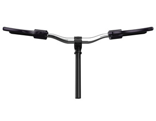 Modern bicycle handlebars with black grips, chrome bar, and brake levers, isolated on a white background. Perfect for cycling, sports, and transport designs on a PNG Transparent HD Background.